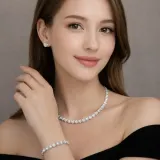 블링블링 큐빅 테니스 목걸이 팔찌 귀걸이 세트