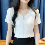 모던앤리브 여성 반팔 골지 니트티 티셔츠 반팔티셔츠 여름