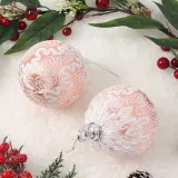 로즈골드 레이스 장식볼 2p(10cm) (실키레이스)