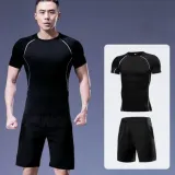 남성 트레이닝 헬스 운동 반팔 반바지 세트 운동 레깅스