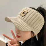 겨울골프 니트 기모 썬캡 골프웨어 바이저 방한모자