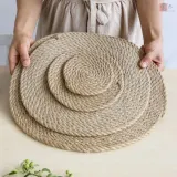 밀짚 라탄 냄비받침 컵받침 테이블매트 24cm