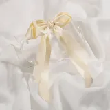[엔젤슈슈] 새틴 롱리본 자동 헤어핀(아이보리) 공단