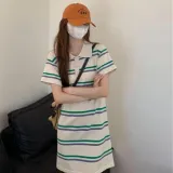 카라 스트라이프 미니 원피스 페미닌룩 데일리룩