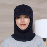 브리드 넥워머 털모자(네이비) / 일체형니트챙모자
