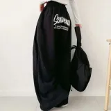 여성 2컬러 기모 안감 레터링 와이드 팬츠