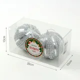 로열실버 글리터 장식볼 2p(10cm) (유광라인)