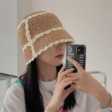 라인 포인트 밀짚 벙거지모자 페이퍼밀집 버킷햇 여름모자