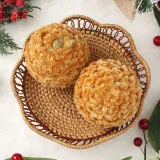 골드브라운 패브릭 장식볼 2P(10cm) (복슬폼폼이)