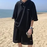 카라 반팔 티셔츠 셋업 오버핏 홈웨어 투피스