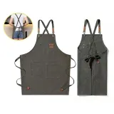 작업 앞치마-카키 약68x75cm 주방 공방 다용도