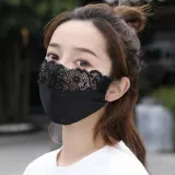 시스루 레이스 얼굴마스크 귀걸이형 면혼방 일상 외출용 얼굴 가리개