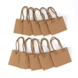 심플 무지 가로형 종이 쇼핑백 10p(12x10cm) 크라프트