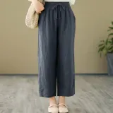 와이드 린넨 팬츠 여름 마바지 여성 밴딩 통바지