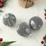 블링 글리터 장식볼 3p(8cm) (샤인블랙)