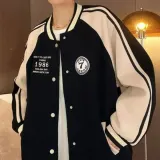 블루 야구점퍼 여성 오버핏 블루종 점퍼 여자 스타디움 자켓
