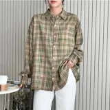 여성 체크 남방 긴팔 셔츠 가을 데일리 루즈핏 상의