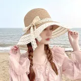 여성 밀짚모자 레이스 챙 라피아햇 해변 버킷햇 봄 여름 휴가 모자
