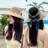 리본 썬캡 와이어 여름 바캉스 창모자 돌돌 접이식