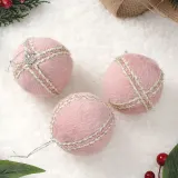 핑크블라썸 패브릭 장식볼 3p(8cm) (퍼폼폼이)