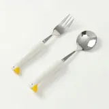 심쿵오리 휴대용 숟가락 포크 세트 도시락수저 옐로