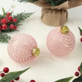 시스루 레이스 장식볼 2p(10cm) (핑크&실버그물)