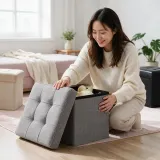 스툴 낮은의자 소형 패브릭 의자 수납 미니 인테리어 발받침대 간이의자 풋스툴