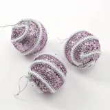 샤인퍼플 글리터 장식볼 3p(8cm) (로프회오리)