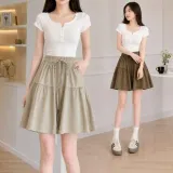 치마 A라인 밴딩 플레어스커트 반바지룩 데일리