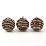 초코브라운 글리터 장식볼 3p(8cm) (가로라인)