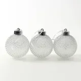 시스루 레이스 장식볼 3p(8cm) (실버네트)