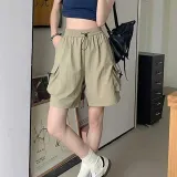 스트링 반바지 밴딩 카고 여성 카고쇼츠 여름 팬츠