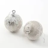 샴페인골드 레이스 장식볼 2p(10cm) (실키레이스)