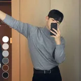 반폴라 니트티 긴팔 슬림핏 남성