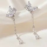 특AAA 지르코니아 S925 호접 나비 태슬 은침 이어링