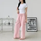 바스락 맥스 와이드 카고 바지 스트링 팬츠 통바지