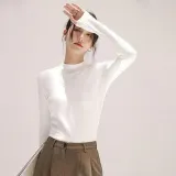 여성 긴팔 티셔츠 반폴라 이너티 베이직 모던 데일리룩