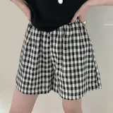 여아 여성 커플 체크 여름 파자마 잠옷 반바지 팬츠
