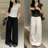 모던 스트릿 와이드 밴딩 팬츠 여름 바지 면바지