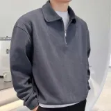 반집업 카라 맨투맨 남성 오버핏 긴팔 티셔츠 상의