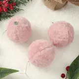 핑크블라썸 패브릭 장식볼 3p(8cm) (복슬폼폼이)