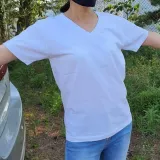 브이넥 반팔 티셔츠 면 무지 상의