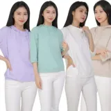 여성 후드티셔츠 7부 소매 순면 데일리 티셔츠 상의