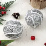 로열실버 글리터 장식볼 2p(10cm) (로프회오리)