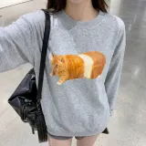 LND 냥식빵 맨투맨 여성 데일리 티셔츠 긴팔 캐주얼