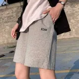여성 자수 레터링 포켓 와이드 하프 팬츠 반바지