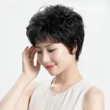 인모 탑커버 웨이브 정수리가발(블랙)