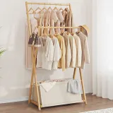대나무 2단 스탠드 바스켓 행거 (70cm) (오크)
