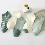 준캡 여성 여자 성인 학생 봄 여름 민트체크단가라 발목양말