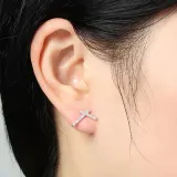 [비쥬홀릭] 백금도금 실버925 엑스 큐빅 귀걸이